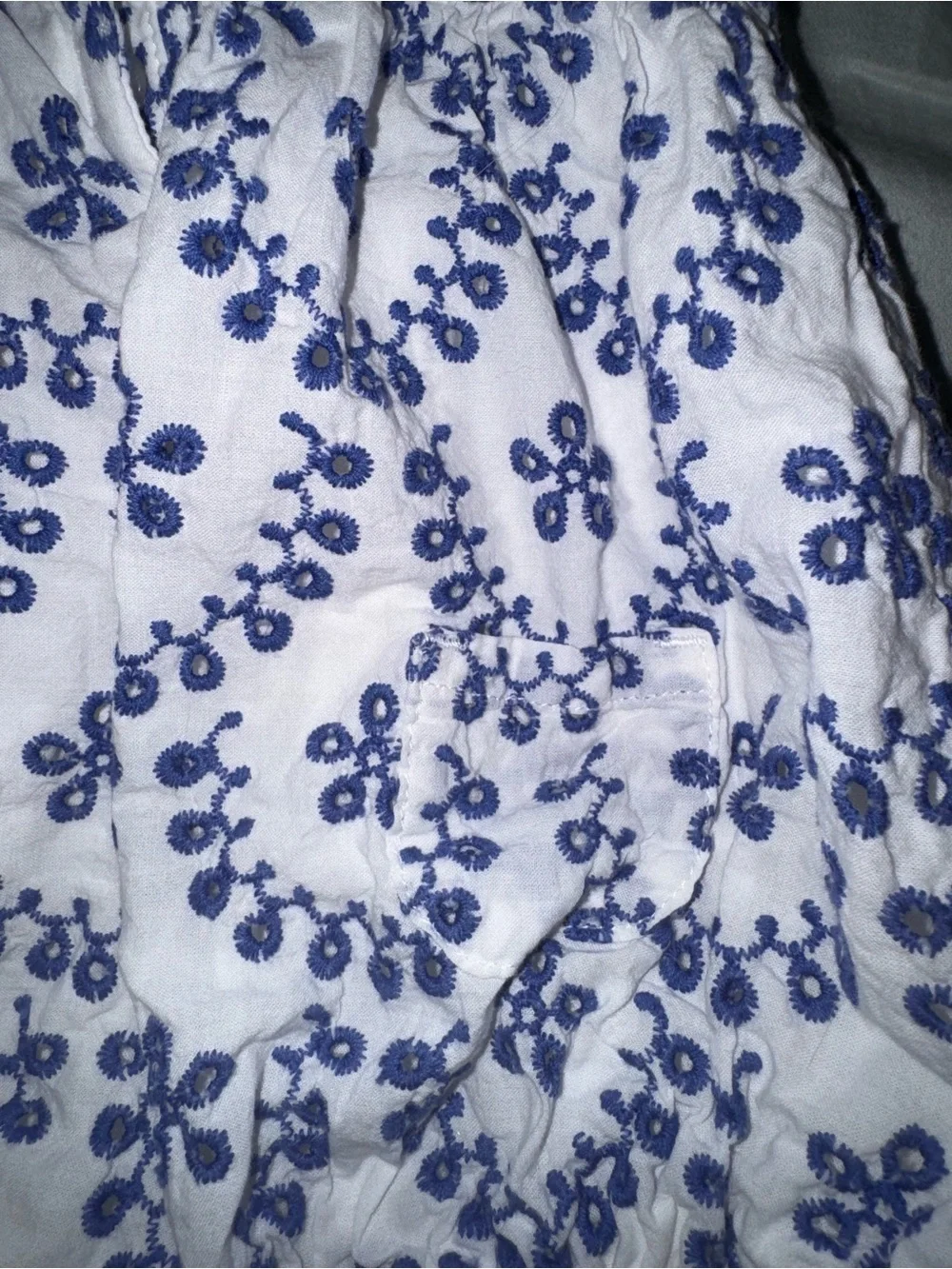 Janie and Jack Baby Girl Blue & White Embroidered Eyelet Bubble Romper 3-6 Month